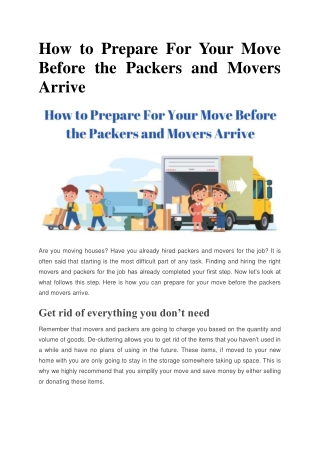 How to Prepare For Your Move Before the Packers and Movers Arrive