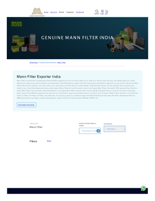 Genuine Mann Filter Exporter from India Leading Parts Exporter