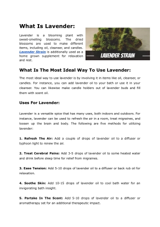 Lavender Strain For Sale  Green Home Dispensary