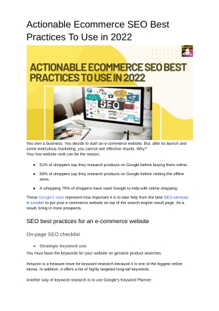 Actionable Ecommerce SEO Best Practices To Use in 2022
