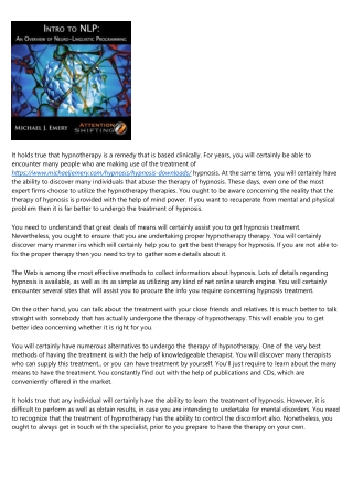 Hypnosis Therapy Options