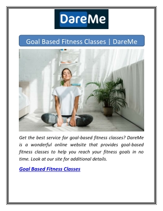 Goal Based Fitness Classes | DareMe