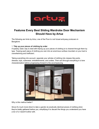 Features Every Best Sliding Wardrobe Door Mechanism Should Have by Artuz