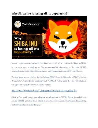 Why Shiba Inu is losing all its popularity