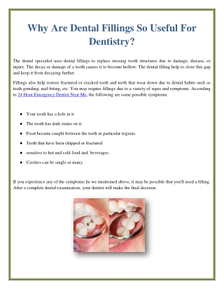 Why Are Dental Fillings So Useful For Dentistry?