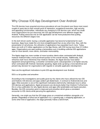 Why Choose IOS App Development Over Android