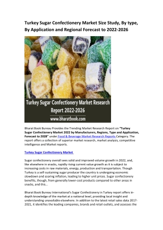 Turkey Sugar Confectionery Market Research Report 2022-2026