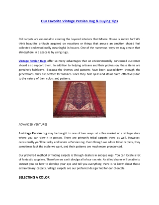 Our Favorite Vintage Persian Rug & Buying Tips