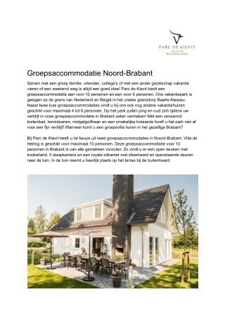 Parc de Kievit - Groepsaccommodatie Noord-Brabant