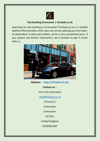 Taxi Booking Cirencester  Firsttaxi.co.uk
