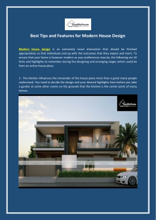 Best Tips and Features for Modern House Design
