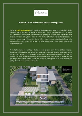 What To Do To Make Small Houses Feel Spacious