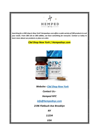 Cbd Shop New York Hempednyc.com