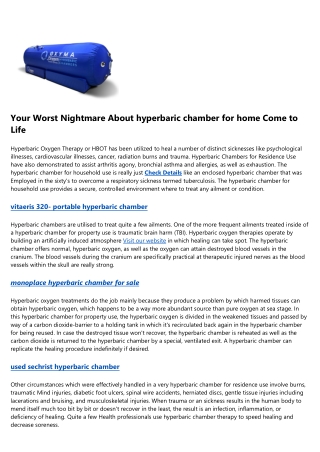 So You've Bought hyperbaric chamber for sale upright ... Now What?