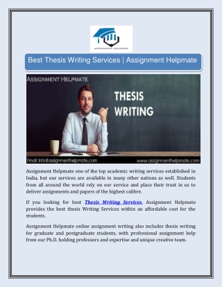 Best Thesis Writing Services | Assignment Helpmate