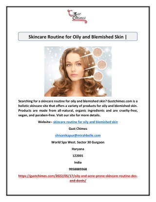 Skincare Routine for Oily and Blemished Skin | Gustchimes.com
