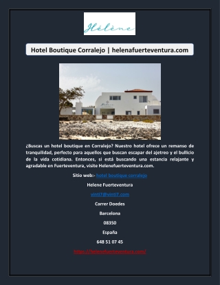 Hotel Boutique Corralejo | helenafuerteventura.com