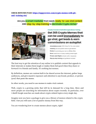 Crypto Memes with PLR and Training Review & Mega 1,600 Bonuses Value At $853,968