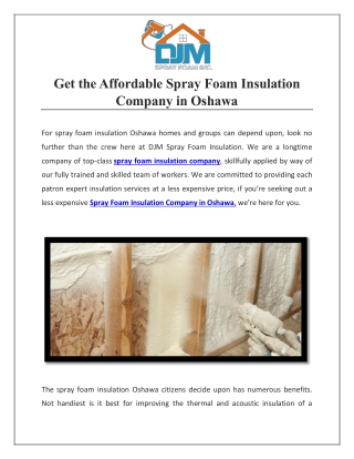 Get the Affordable Spray Foam Insulation Company in Oshawa