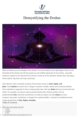 Demystifying the Doshas