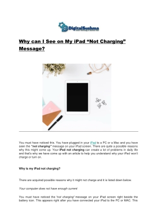Why can I See on My iPad “Not Charging” Message?