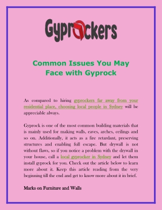 Common Issues You May Face with Gyprock