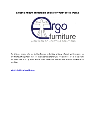 electric height adjustable desk