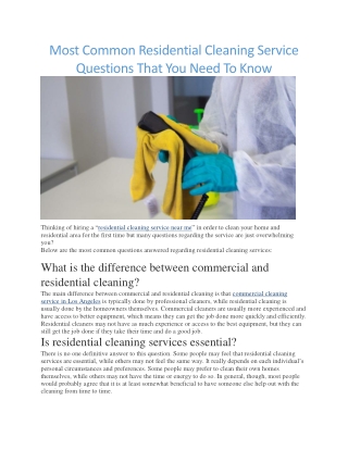residential cleaning services los angeles