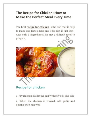 The Recipe for Chicken: How to Make the Perfect Meal Every Time