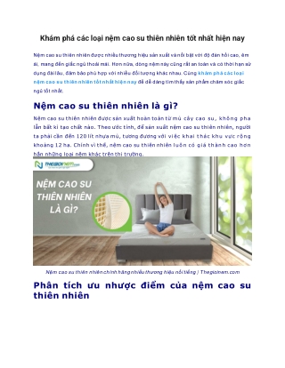 Khám phá các loại nệm cao su thiên nhiên tốt nhất hiện nay