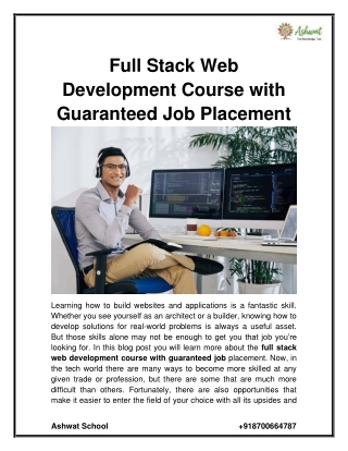 Full Stack Web Development Course with Guaranteed Job Placement