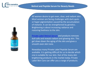 Retinol and Peptide Serum For Beauty Needs