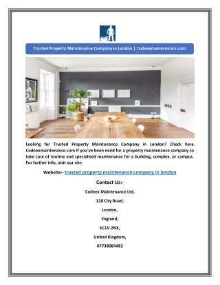 Trusted Property Maintenance Company in London | Codeexmaintenance.com