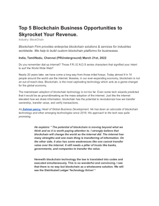 Top 5 Blockchain Business Opportunities to Skyrocket Your Revenue