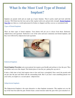 What Is the Most Used Type of Dental Implant?