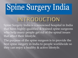 The Spine surgery hospital India.