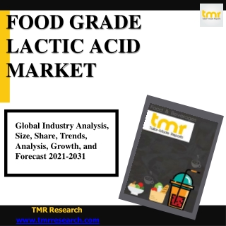 Food Grade Lactic Acid Market : Market to Incur Rapid Extension