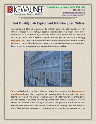 Find Quality Lab Equipment Manufacturer Online