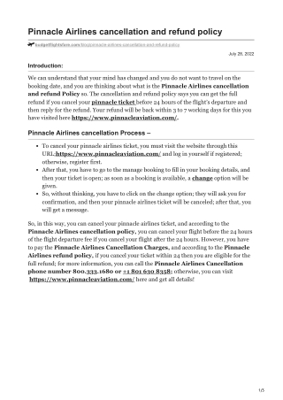 Pinnacle Airlines cancellation and refund policy
