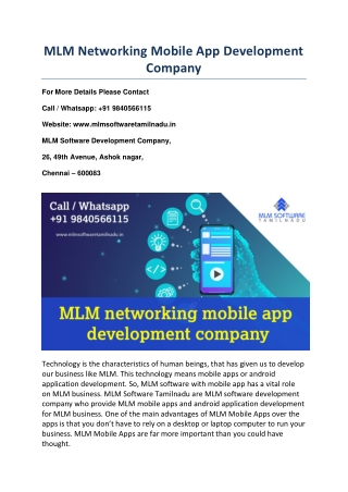 MLM Networking Mobile App Development Company