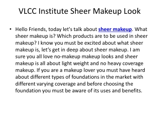 VLCC Institute Sheer Makeup Look