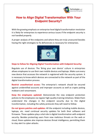 How to Align Digital Transformation with your Endpoint Security