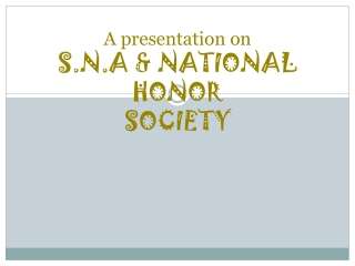A presentation on SNA