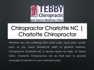 Chiropractor Charlotte NC | Charlotte Chiropractor