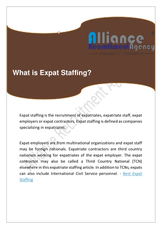 What is expat staffing