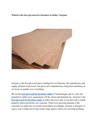 Best plywood for furniture in India _ Gurjone