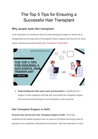 The Top 5 Tips for Ensuring a Successful Hair Transplant