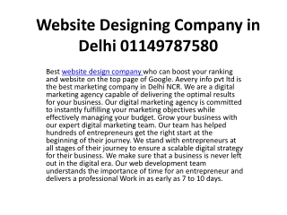 Website Designing Company in Delhi 01149787580