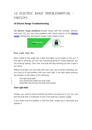 LG ELECTRIC RANGE TROUBLESHOOTING-partsips