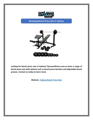Browsing Bench Press Sets In Sydney